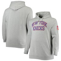 Men's Mitchell & Ness Heathered Gray New York Knicks Hardwood Classics Big & Tall Throwback Pullover Hoodie