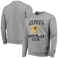 Men's Starter Gray New Orleans Saints Locker Room Throwback End Zone Pullover Sweatshirt