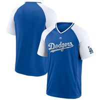 Men's Majestic Royal/White Los Angeles Dodgers City Rep Closer Raglan V-Neck T-Shirt