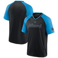 Men's Majestic Black/Blue Miami Marlins City Rep Closer Raglan V-Neck T-Shirt