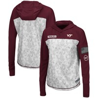 Women's Colosseum Gray/Maroon Virginia Tech Hokies OHT Military Appreciation Mission Arctic Camo Hoodie Long Sleeve T-Shirt