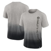 Men's Fanatics Branded Heathered Gray/Black Charlotte FC Dip-Dye T-Shirt