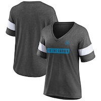 Women's Fanatics Branded Heathered Charcoal Charlotte FC Tri-Blend V-Neck T-Shirt