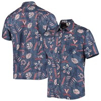 Men's Wes & Willy Navy Virginia Cavaliers Vintage Floral Button-Up Shirt