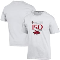 Men's Champion White Arkansas Razorbacks 150th Anniversary T-Shirt