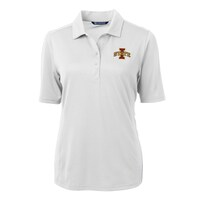 Women's Cutter & Buck White Iowa State Cyclones Virtue Eco Pique Recycled Polo
