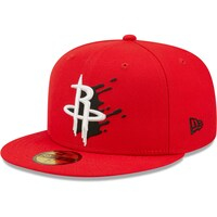 Men's New Era Red Houston Rockets Splatter 59FIFTY Fitted Hat