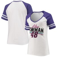 Women's White/Purple Alex Bowman Race Day Raglan V-Neck T-Shirt
