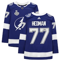 Victor Hedman Tampa Bay Lightning Autographed adidas Blue Authentic Jersey with 2021 Stanley Cup Final Patch