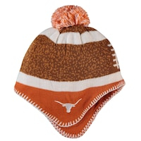Toddler Brown/Texas Orange Texas Longhorns Football Head Knit Hat with Pom