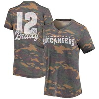 Women's Tom Brady Camo Tampa Bay Buccaneers Name & Number Tri-Blend V-Neck T-Shirt