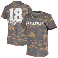 Women's Justin Jefferson Camo Minnesota Vikings Name & Number Tri-Blend V-Neck T-Shirt