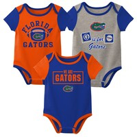 Infant & Newborn Orange/Royal/Heathered Gray Florida Gators Three-Pack Bodysuit Set