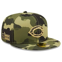 Men's New Era Camo Cincinnati Reds 2022 Armed Forces Day On-Field 59FIFTY Fitted Hat