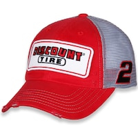 Men's Checkered Flag Red/Gray Austin Cindric Discount Tire Vintage Patch Snapback Adjustable Hat
