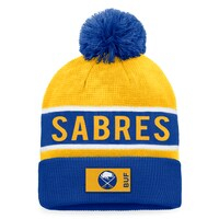 Men's Fanatics Branded Royal/Gold Buffalo Sabres Authentic Pro Rink Cuffed Knit Hat with Pom