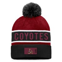 Men's Fanatics Branded Black/Garnet Arizona Coyotes Authentic Pro Rink Cuffed Knit Hat with Pom