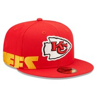 Men's New Era Red Kansas City Chiefs Side Split 59FIFTY Fitted Hat