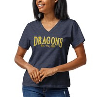 Women's League Collegiate Wear Heathered Navy Drexel Dragons Intramural Boyfriend V-Neck T-Shirt