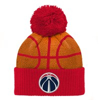Youth Red/Orange Washington Wizards Basketball Head Cuffed Pom Knit Hat
