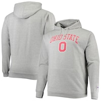 Men's Champion Heather Gray Ohio State Buckeyes Big & Tall Arch Over Logo Powerblend Pullover Hoodie