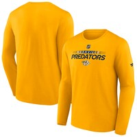Men's Fanatics Branded Gold Nashville Predators Authentic Pro Core Collection Prime Wordmark Long Sleeve T-Shirt