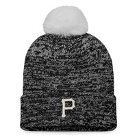 Women's Fanatics Branded Black/White Pittsburgh Pirates Iconic Cuffed Knit Hat with Pom