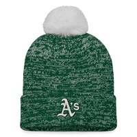 Women's Fanatics Branded Green/White Oakland Athletics Iconic Cuffed Knit Hat with Pom