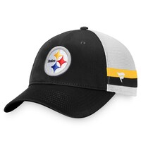 Men's Fanatics Branded Black/White Pittsburgh Steelers Iconic Team Stripe Trucker Snapback Hat