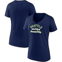 Women's Fanatics Branded College Navy Seattle Seahawks Slogan V-Neck T-Shirt