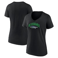 Women's Fanatics Branded Black Seattle Seahawks Plus Size Drop Back V-Neck T-Shirt