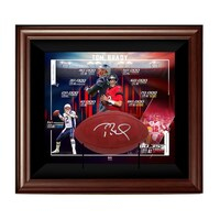 Tom Brady Tampa Bay Buccaneers 28" x 25" x 8" NFL All-Time Passing Yards Record Shadowbox with Autographed Duke Pro Football