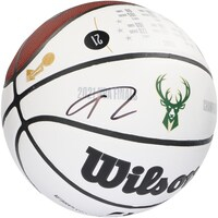 Giannis Antetokounmpo Milwaukee Bucks Autographed Wilson 2021 NBA Champions White Panel Basketball