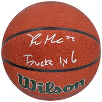 Khris Middleton Milwaukee Bucks Autographed Wilson Team Logo Basketball with "Bucks in 6" Inscription