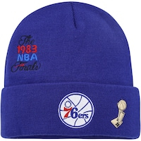 Men's Mitchell & Ness Royal Philadelphia 76ers Hardwood Classics Finals Logo Cuffed Knit Hat
