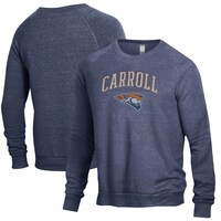 Men's Heathered Navy Carroll University Pioneers The Champ Tri-Blend Pullover Sweatshirt