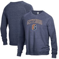 Men's Heathered Navy Gettysburg College The Champ Tri-Blend Pullover Sweatshirt