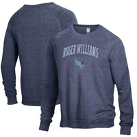 Men's Heathered Navy Roger Williams University The Champ Tri-Blend Pullover Sweatshirt