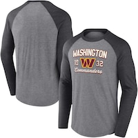 Men's Fanatics Branded Heathered Gray/Heathered Charcoal Washington Commanders Weekend Casual Raglan Long Sleeve T-Shirt