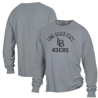 Men's ComfortWash Gray Cal State Long Beach The Beach Arch Logo Garment Dyed Long Sleeve T-Shirt