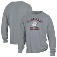 Men's ComfortWash Gray University of Redlands Bulldogs Arch Logo Garment Dyed Long Sleeve T-Shirt