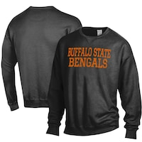 Men's ComfortWash Black Buffalo State Bengals Stack Garment Dyed Crewneck Pullover Sweatshirt