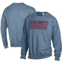 Men's ComfortWash Steel Blue Eastern Connecticut State Warriors Stack Garment Dyed Crewneck Pullover Sweatshirt