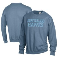 Men's ComfortWash Steel Blue Roger Williams University Stack Garment Dyed Crewneck Pullover Sweatshirt