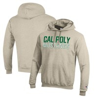 Men's Champion Heathered Oatmeal Cal Poly Mustangs Eco Powerblend Pullover Hoodie