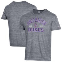 Men's Champion Heathered Gray James Madison Dukes Ultimate Tri-Blend T-Shirt