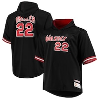 Men's Mitchell & Ness Clyde Drexler Black/Red Portland Trail Blazers Big & Tall Name & Number Short Sleeve Hoodie