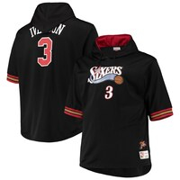 Men's Mitchell & Ness Allen Iverson Black/Red Philadelphia 76ers Big & Tall Name & Number Short Sleeve Hoodie