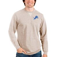 Men's Antigua Oatmeal Detroit Lions Reward Crewneck Pullover Sweatshirt