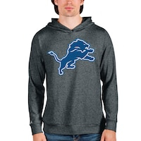 Men's Antigua Heathered Charcoal Detroit Lions Team Absolute Pullover Hoodie